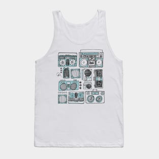 Boomboxes (Black and Mint Green Ink) Tank Top